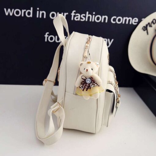 Chic and Stylish Cream Faux Leather Backpacks for Women - Image 10