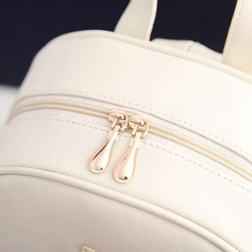 Chic and Stylish Cream Faux Leather Backpacks for Women - Image 14