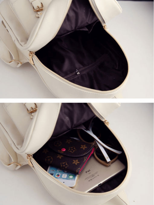 Chic and Stylish Cream Faux Leather Backpacks for Women - Image 18