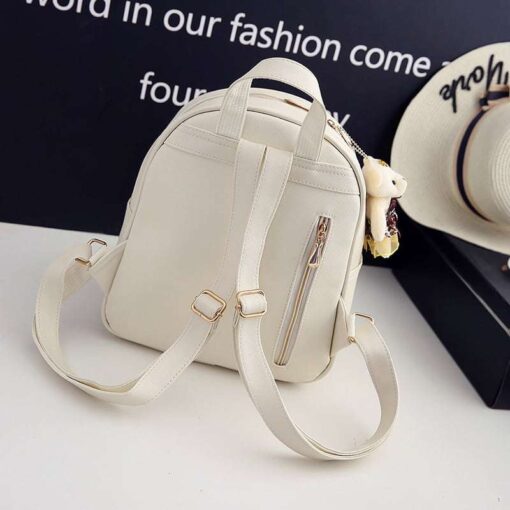 Chic and Stylish Cream Faux Leather Backpacks for Women - Image 3