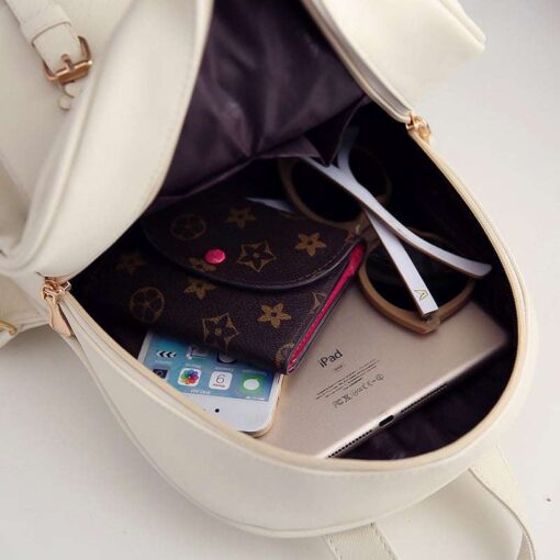 Chic and Stylish Cream Faux Leather Backpacks for Women - Image 4