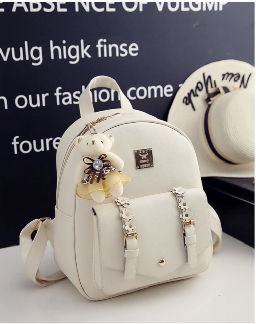 Chic and Stylish Cream Faux Leather Backpacks for Women - Image 9